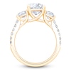 Thumbnail Image 2 of Cushion & Round-Cut Lab-Grown Diamond Three-Stone Engagement Ring 3 ct tw 14K Yellow Gold