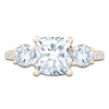 Thumbnail Image 3 of Cushion & Round-Cut Lab-Grown Diamond Three-Stone Engagement Ring 3 ct tw 14K Yellow Gold
