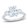 Thumbnail Image 1 of Radiant & Round-Cut Lab-Grown Diamond Three-Stone Engagement Ring 3 ct tw 14K White Gold
