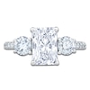 Thumbnail Image 3 of Radiant & Round-Cut Lab-Grown Diamond Three-Stone Engagement Ring 3 ct tw 14K White Gold