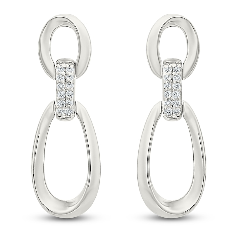 Main Image 3 of Diamond Oval Drop Earrings 1/15 ct tw Sterling Silver