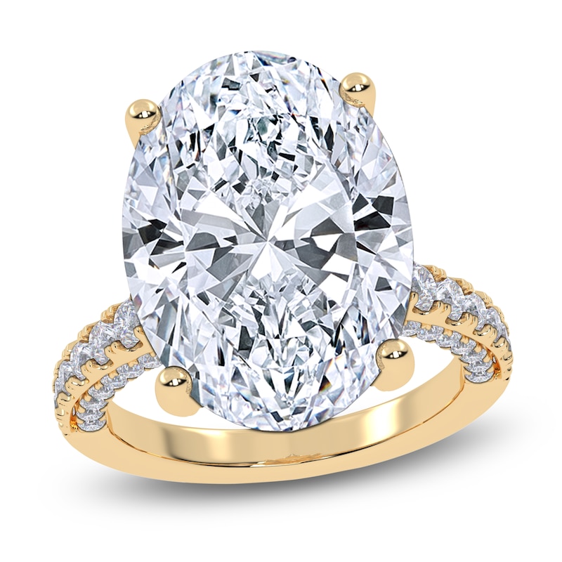 Main Image 1 of Oval-Cut Lab-Grown Diamond Engagement Ring 10-3/4 ct tw 14K Yellow Gold