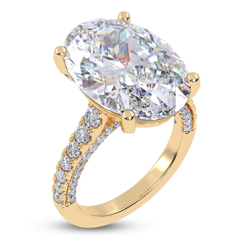 Main Image 2 of Oval-Cut Lab-Grown Diamond Engagement Ring 10-3/4 ct tw 14K Yellow Gold