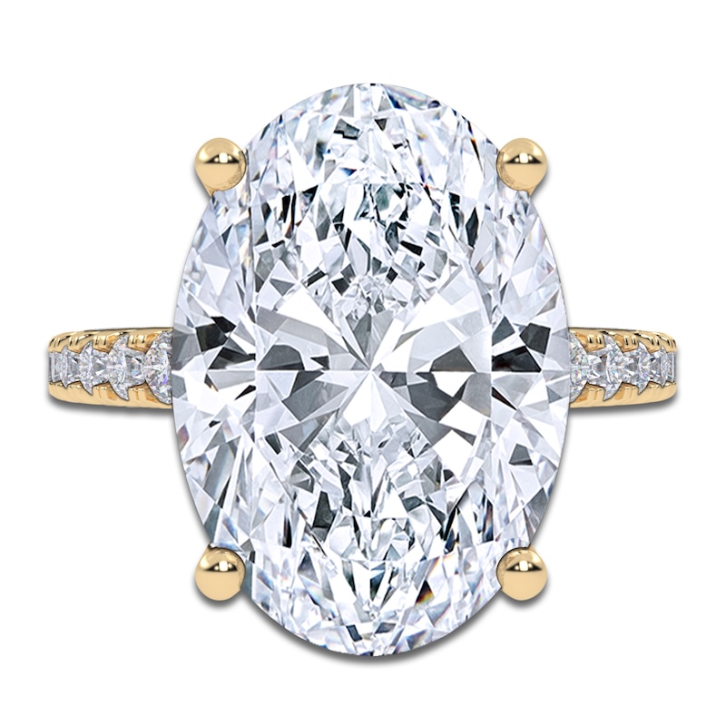 Main Image 3 of Oval-Cut Lab-Grown Diamond Engagement Ring 10-3/4 ct tw 14K Yellow Gold