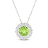 Thumbnail Image 1 of Natural Peridot & Diamond Halo Necklace 1/10 ct tw 10K White Gold 18"