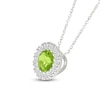 Thumbnail Image 2 of Natural Peridot & Diamond Halo Necklace 1/10 ct tw 10K White Gold 18"