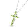 Thumbnail Image 2 of Natural Peridot & White Lab-Created Sapphire Cross Necklace Sterling Silver 18"