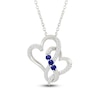 Thumbnail Image 1 of Blue & White Lab-Created Sapphire Intertwined Hearts Necklace Sterling Silver 18"