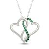Thumbnail Image 1 of Lab-Created Emerald Intertwining Hearts Necklace Sterling Silver 18"