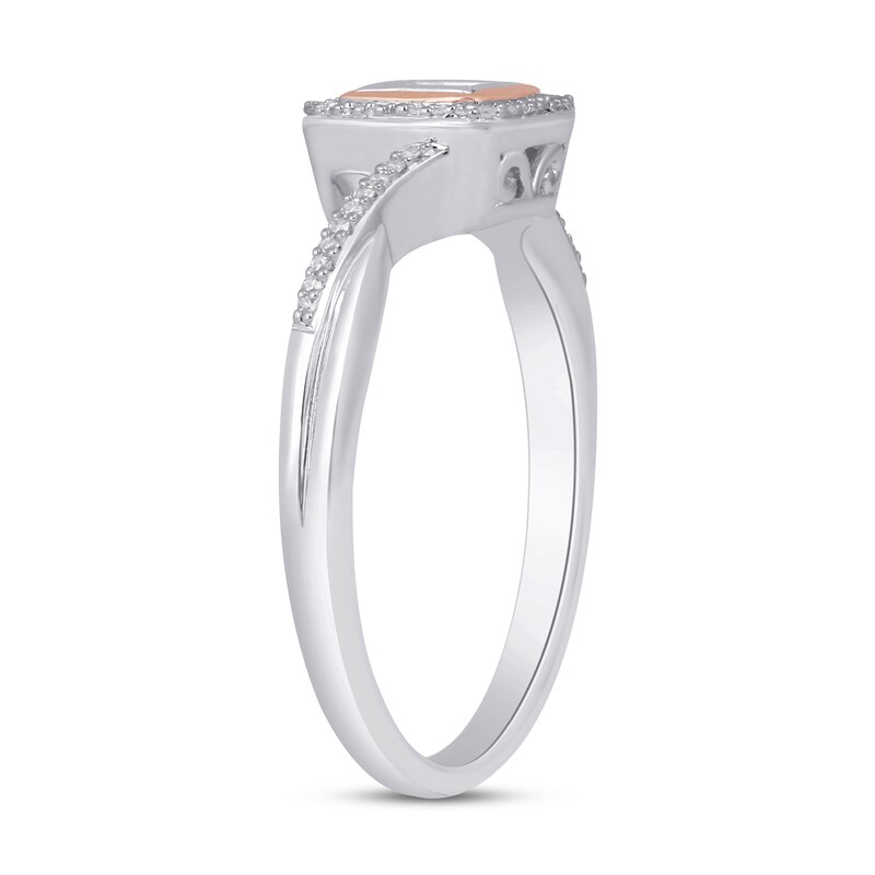 Main Image 2 of Diamond Ring 1/5 ct tw Princess/Round Sterling Silver/10K Rose Gold