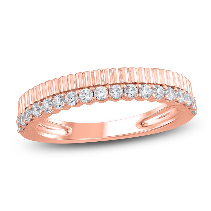 Main Image 1 of Chosen Certified Diamond Ribbed Anniversary Ring 1/3 ct tw 14K Rose Gold