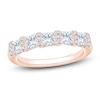 Thumbnail Image 1 of Certified Princess & Round-Cut Diamond Scalloped Edge Anniversary Ring 1-1/2 ct tw 14K Rose Gold