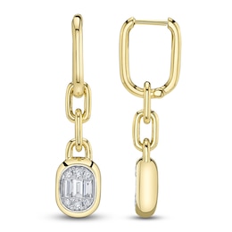 Shy ICON Lumeria Baguette & Round-Cut Multi-Diamond Hoop Drop Earrings 1/3 ct tw 14K Yellow Gold B22001559V3