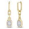 Thumbnail Image 2 of Shy ICON Lumeria Baguette & Round-Cut Multi-Diamond Hoop Drop Earrings 1/3 ct tw 14K Yellow Gold B22001559V3