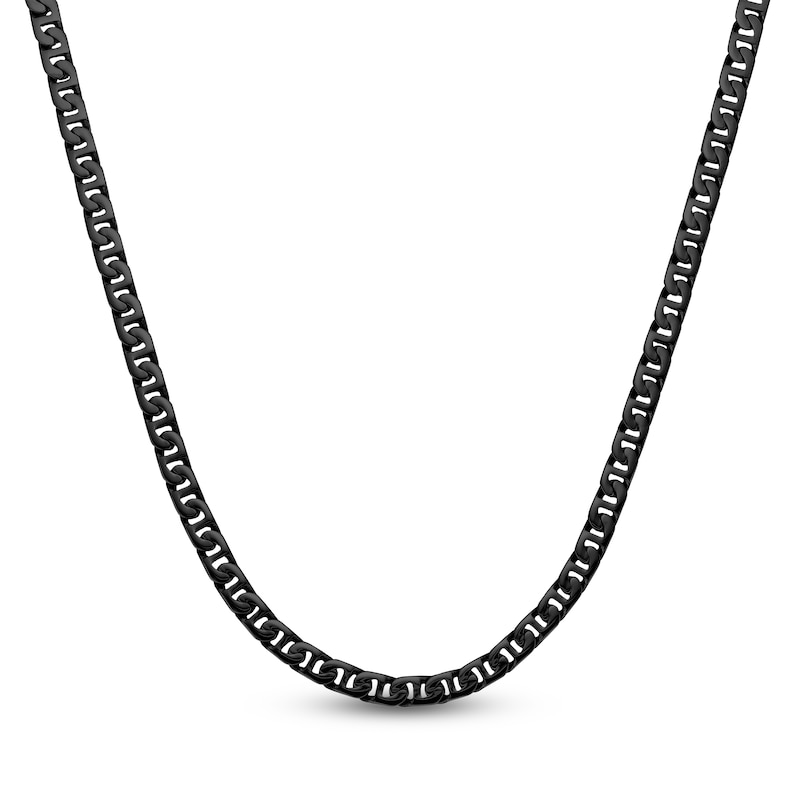 Main Image 1 of Mariner Chain Necklace Black Ion-Plated Solid Stainless Steel 24"
