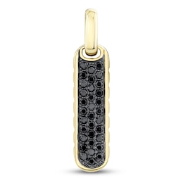 &nbsp;Shy Creation Men's Collection Black Diamond Necklace Charm 1/2 ct tw 14K Yellow Gold BM00112