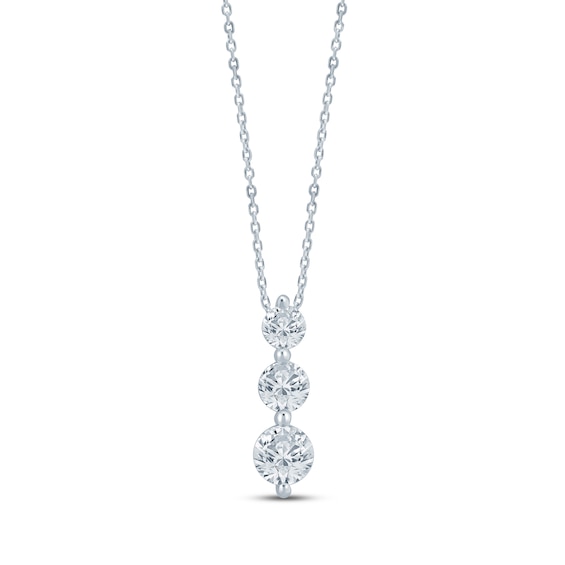Jared Signature Lab-Grown Diamond Three-Stone Necklace 2 ct tw 14K White Gold 18"