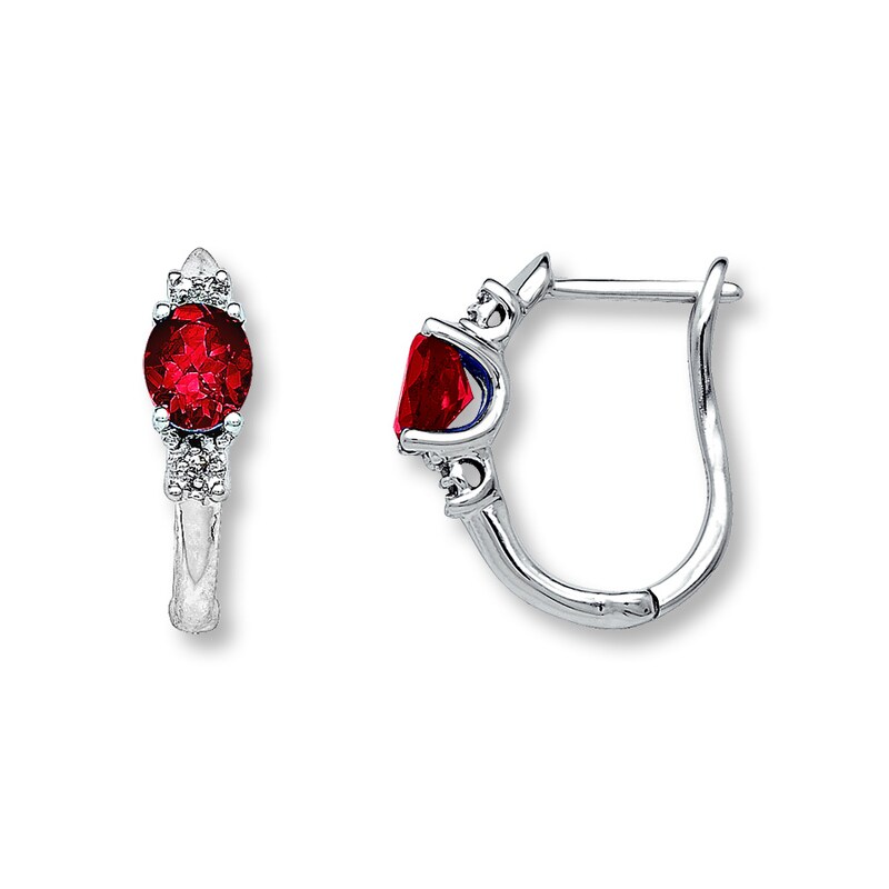 Lab Created Ruby Earrings Diamond Accents 10k White Gold Jared Lab Created Ruby Earrings Diamond Accents 10k White Gold Jared