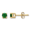 Thumbnail Image 0 of Lab-Created Emerald Earrings Round-cut 14K Yellow Gold