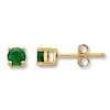 Thumbnail Image 1 of Lab-Created Emerald Earrings Round-cut 14K Yellow Gold