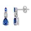 Lab-Created Sapphire Earrings Diamond Accent 10K White Gold