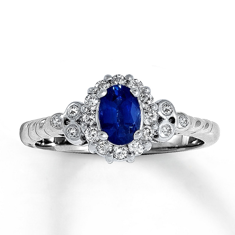 Le Vian Blueberry Sapphire Ring 1/4 ct tw Diamonds 14K Vanilla Gold with 360