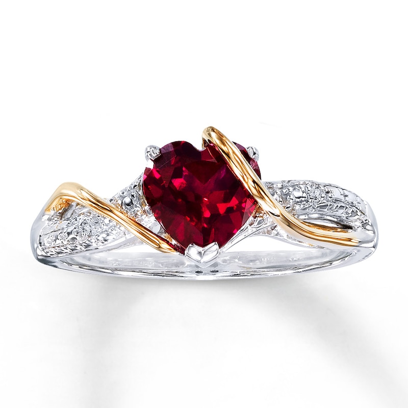 Lab-Created Ruby Ring Diamond Accents Sterling Silver/14K Gold