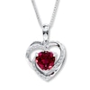 Thumbnail Image 0 of Lab-Created Ruby Necklace Heart-Shaped 10K White Gold