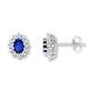 Natural Sapphire Earrings 1/15 ct tw Diamonds 10K White Gold
