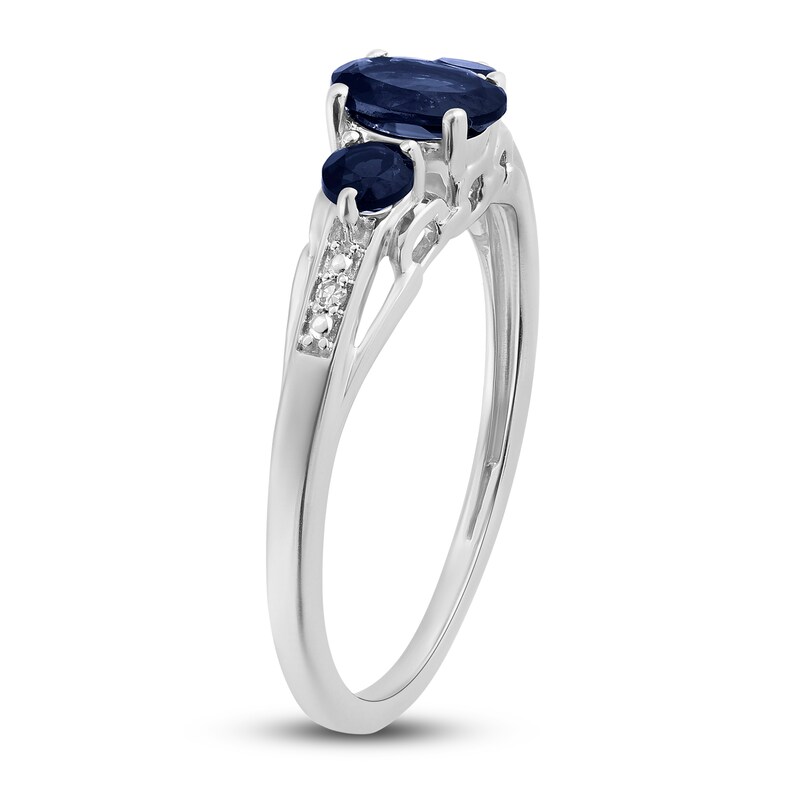 Main Image 2 of Natural Sapphire Ring with Diamonds 10K White Gold