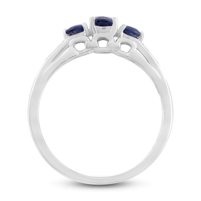 Main Image 3 of Natural Sapphire Ring with Diamonds 10K White Gold