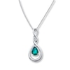 Thumbnail Image 0 of Lab-Created Emerald Necklace with Diamond Sterling Silver