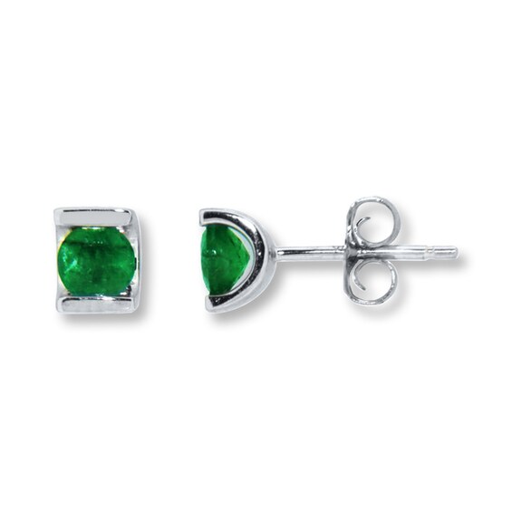 Jared The Galleria Of Jewelry Natural Emerald Earrings 10K White Gold