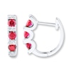 Thumbnail Image 0 of Lab-Created Ruby Earrings 1/20 ct tw Diamonds Sterling Silver