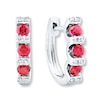 Thumbnail Image 1 of Lab-Created Ruby Earrings 1/20 ct tw Diamonds Sterling Silver