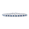 Thumbnail Image 1 of Lab-Created Sapphire Tennis Bracelet Diamond Accents Sterling Silver