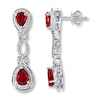Thumbnail Image 0 of Lab-Created Ruby Earrings Diamond Accents Sterling Silver