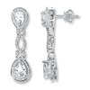 Thumbnail Image 1 of Lab-Created Sapphires Diamond Accents Sterling Silver Earrings