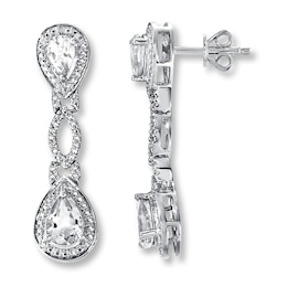 Lab-Created Sapphires Diamond Accents Sterling Silver Earrings