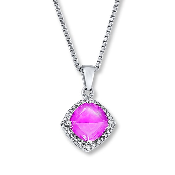 Jared The Galleria Of Jewelry Lab-Created Sapphire Diamond Accents Sterling Silver Necklace