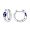 Thumbnail Image 1 of Natural Sapphire Earrings 1/20 ct tw Diamonds 10K White Gold
