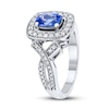 Natural Sapphire Ring Diamonds 14K White Gold