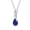 Thumbnail Image 0 of Natural Sapphire Necklace Diamond Accents 10K White Gold