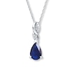 Thumbnail Image 1 of Natural Sapphire Necklace Diamond Accents 10K White Gold