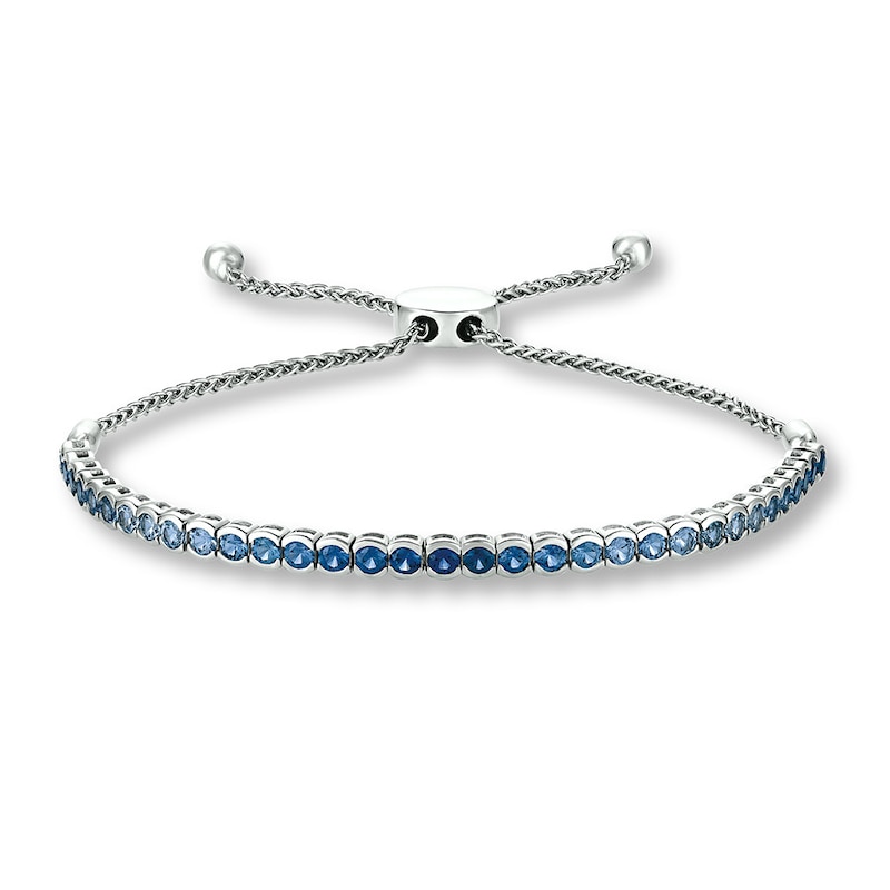 Main Image 1 of Le Vian Sapphire Denim Ombre Bolo Bracelet with Diamonds 14K Vanilla Gold