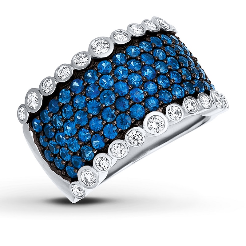 Main Image 1 of Le Vian Natural Blue Sapphire Ring 1/2 ct tw Diamonds 14K Vanilla Gold