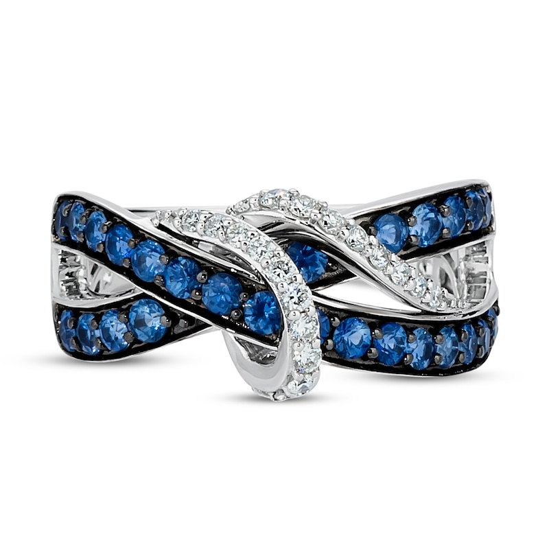 Main Image 4 of Le Vian Natural Sapphire Ring 1/5 ct tw Diamonds 14K Vanilla Gold