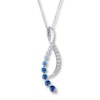 Thumbnail Image 1 of Le Vian Natural Sapphire Denim Ombre Necklace 1/6 ct tw Diamonds 14K Vanilla Gold