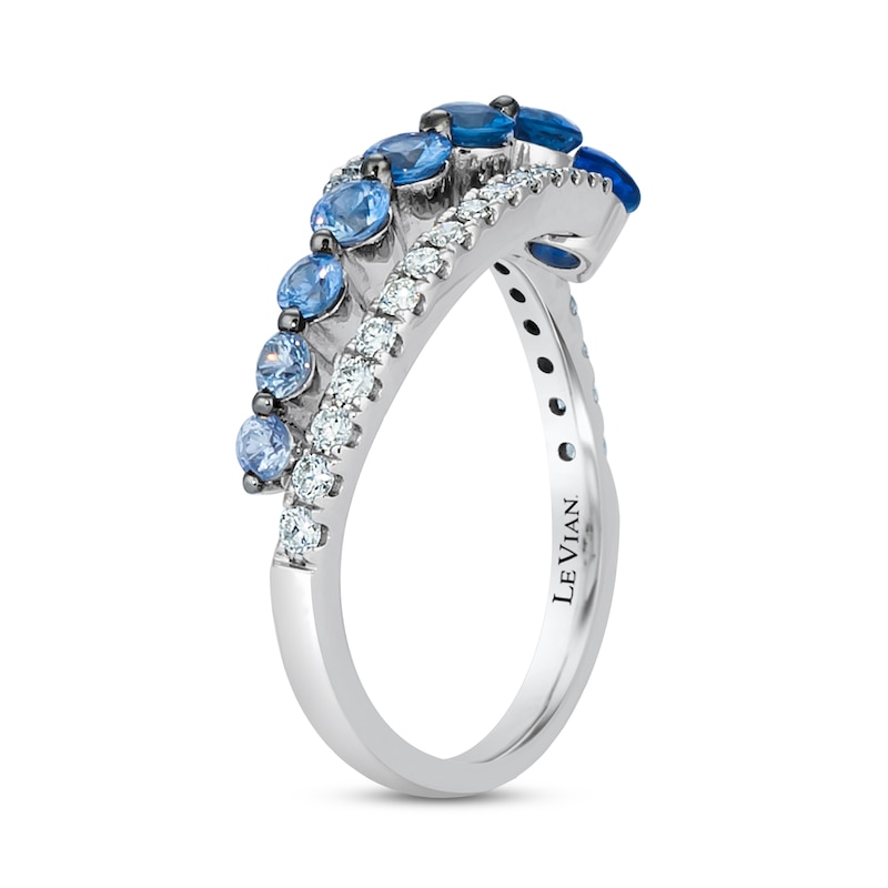 Main Image 2 of Le Vian Sapphire Denim Ombre Ring 1/4 ct tw Diamonds 14K Vanilla Gold