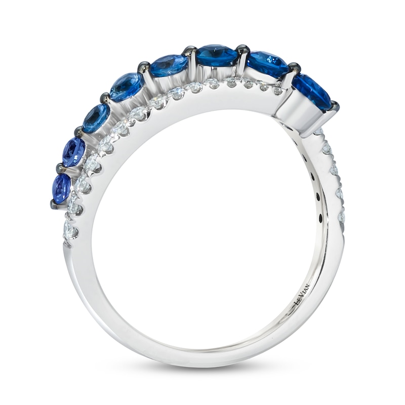 Le Vian Sapphire Denim Ombre Ring 1/4 ct tw Diamonds 14K Vanilla Gold